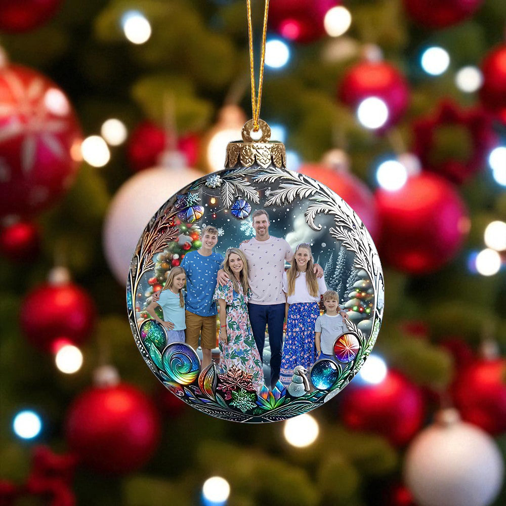 Custom Photo Christmas Good Cheer Is Found With Family - Family Personalized Custom Ornament
