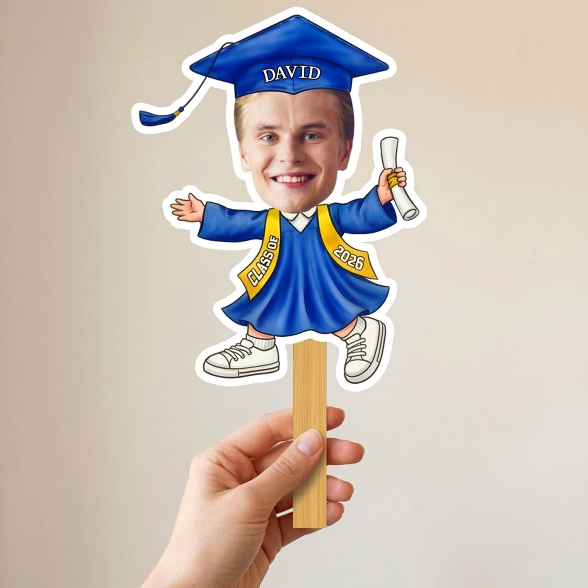 Custom Photo Graduation Fan, Personalized Face Fans, Class of 2026