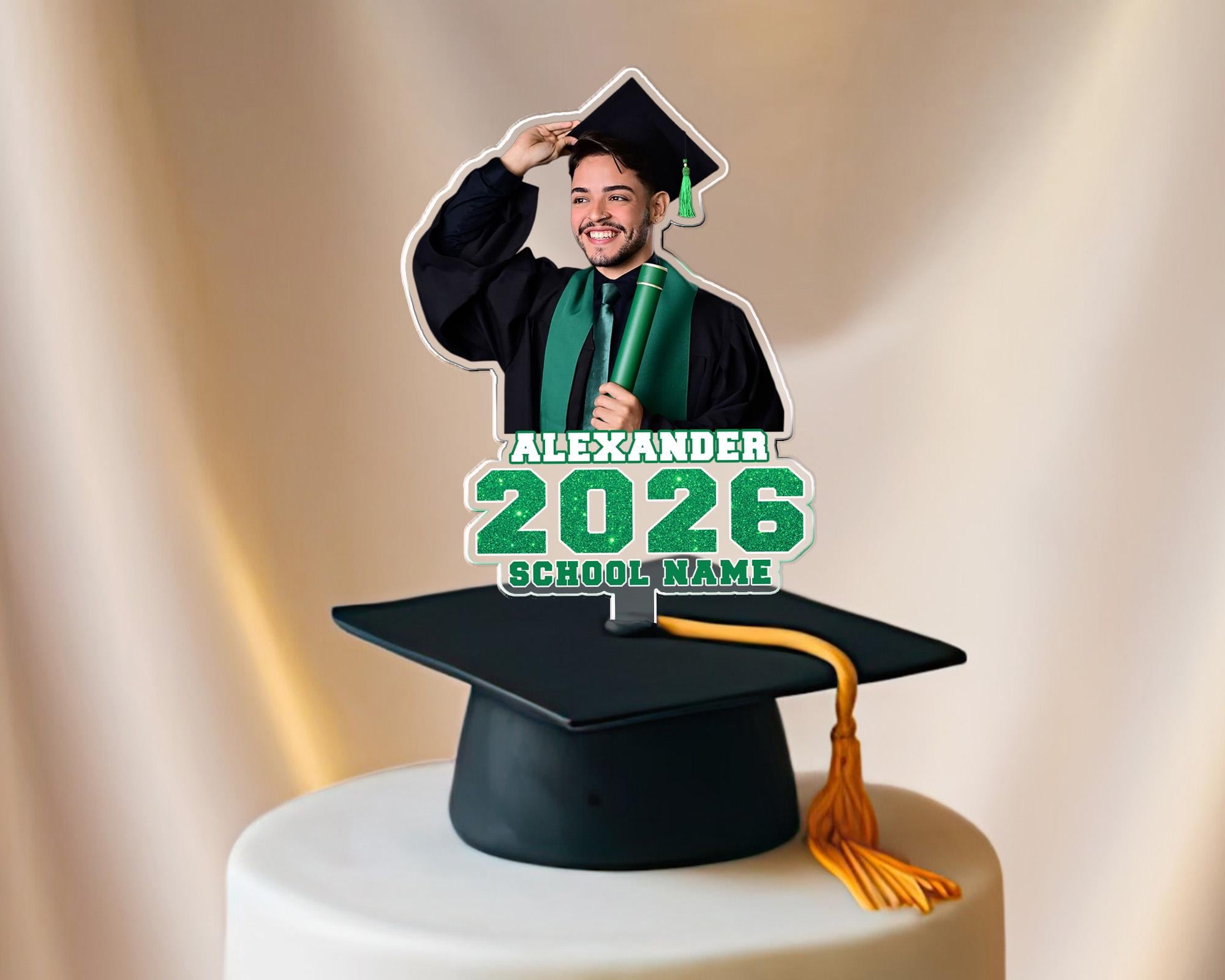 Custom Photo Graduation Cake Topper – Celebrate the Class of 2026 in Style