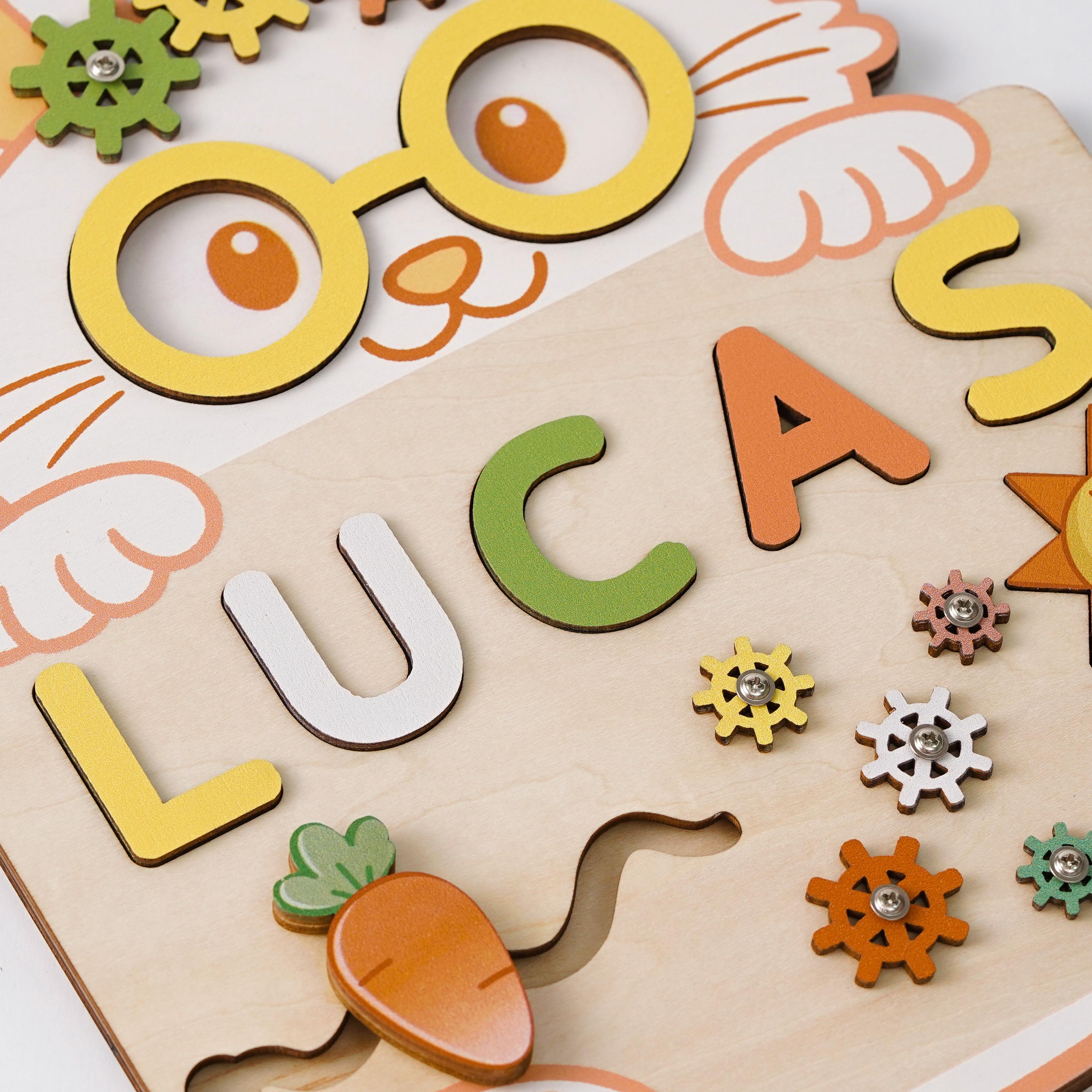 Custom Rabbit Name Puzzle – Personalized Early Learning Busy Board