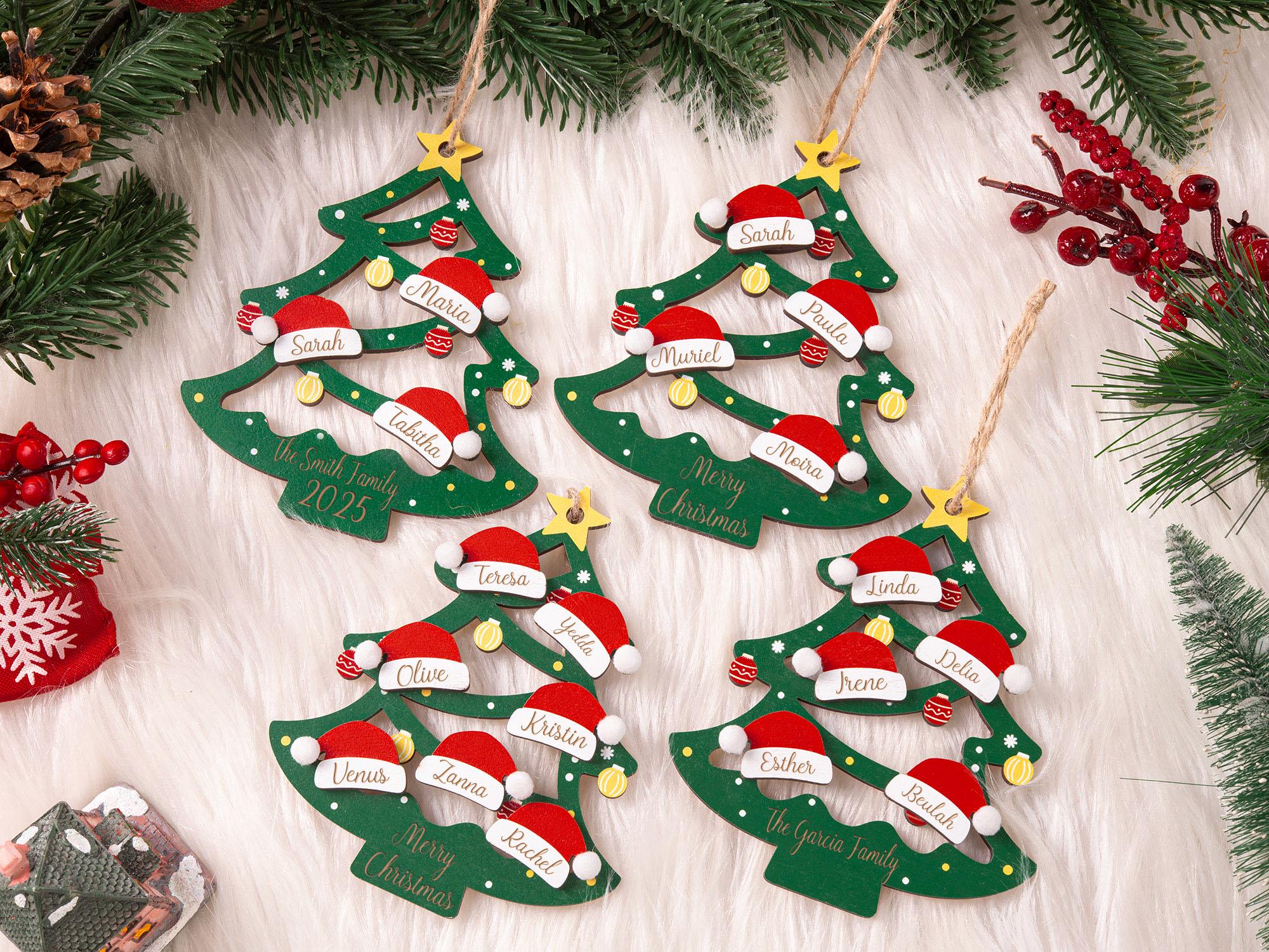 2025 Christmas Ornament, Custom Wooden Family Christmas Tree Ornament, Engraved Ornament, Family Christmas Gift