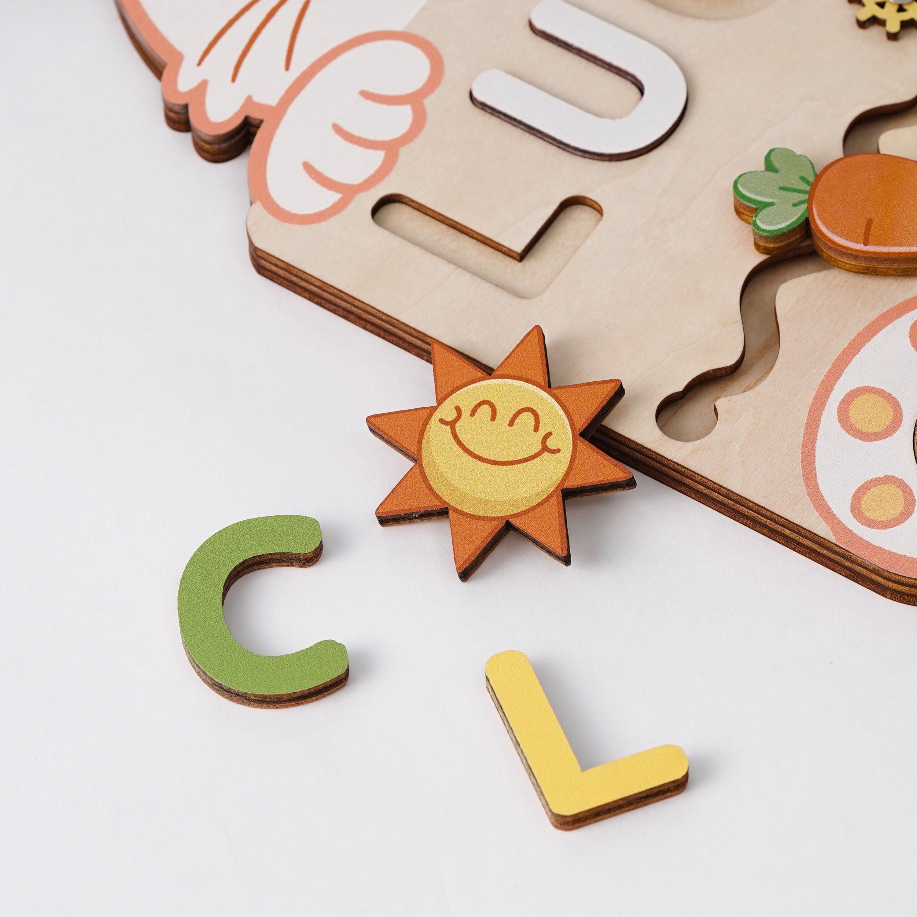 Custom Rabbit Name Puzzle – Personalized Early Learning Busy Board