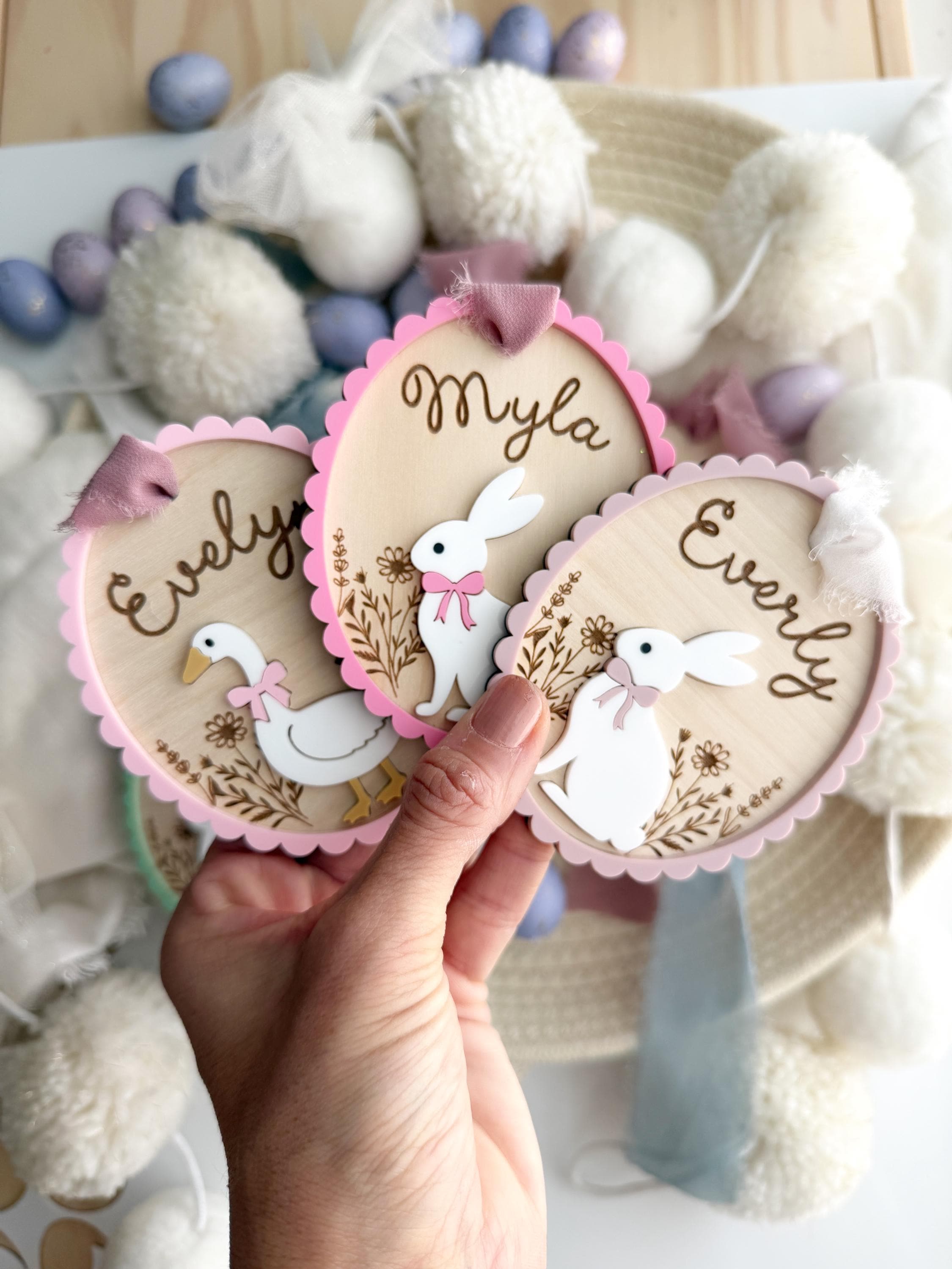 Custom easter name tags – Personalized bunny gift tag