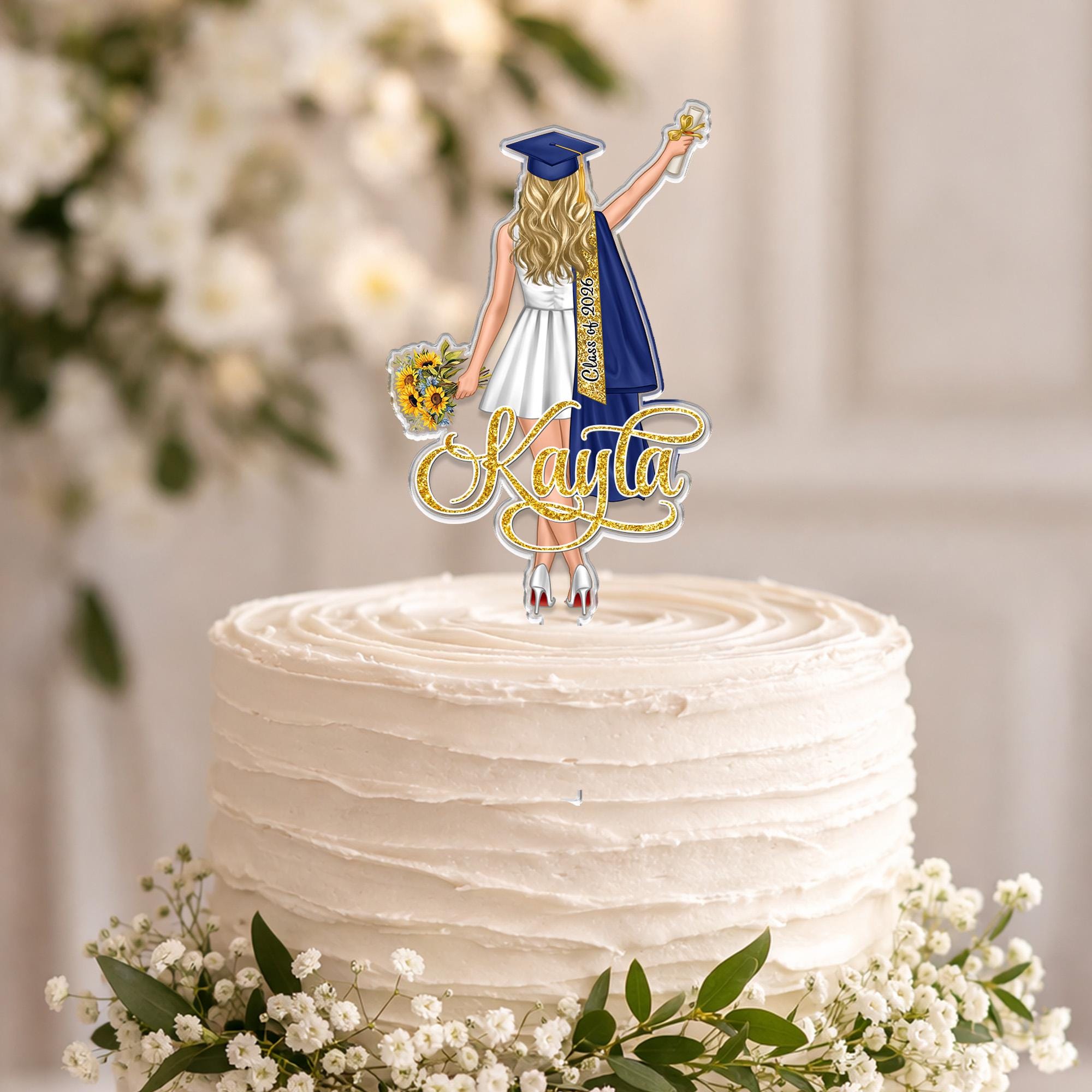 Custom Graduation Cake Topper for Girls – Celebrate Her Achievement in Style!