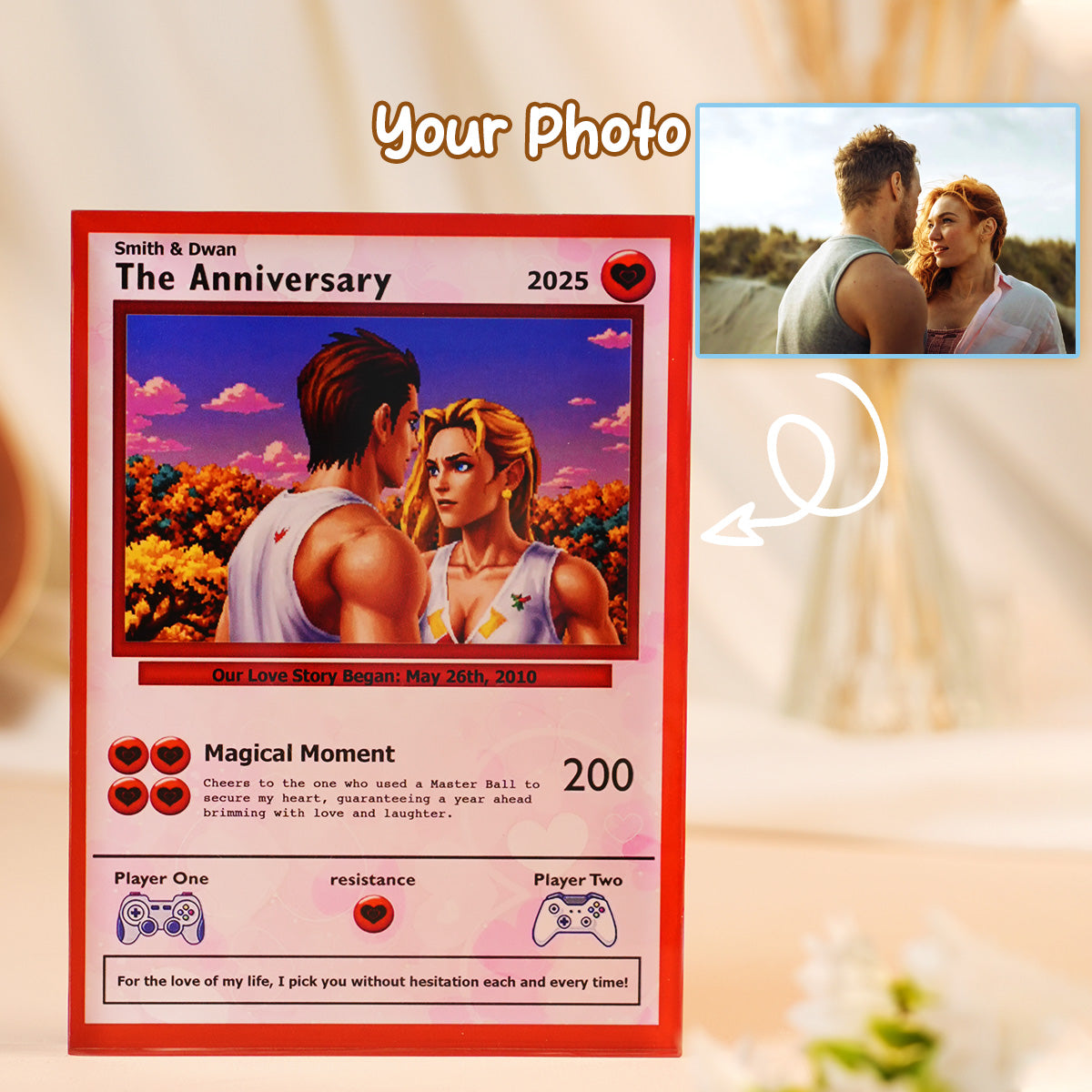 Personalized Poke Anniversary Acrylic Plaque, Gift for Him, Gift for Her, Custom Photo Anime