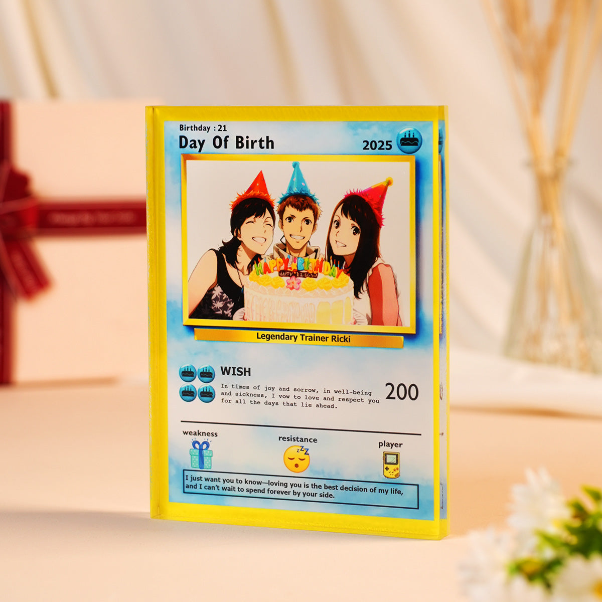 Personalized Poke Birthday Acrylic Plaque, Gift for Him, Gift for Her, Custom Photo Anime