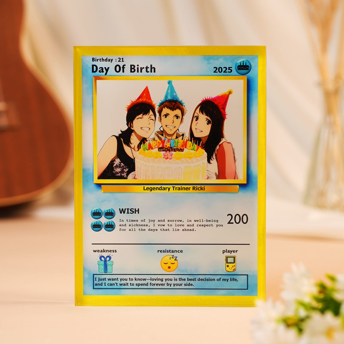 Personalized Poke Birthday Acrylic Plaque, Gift for Him, Gift for Her, Custom Photo Anime