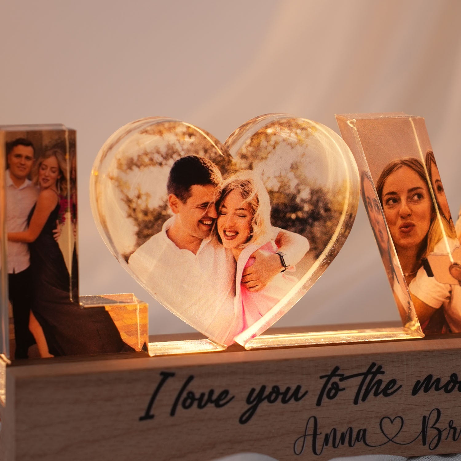 Personalized Couple Photo Collage Night Light, Custom Valentines Day Gift, Gift for Couple