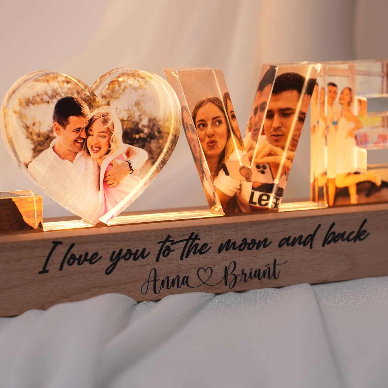 Personalized Couple Photo Collage Night Light, Custom Valentines Day Gift, Gift for Couple