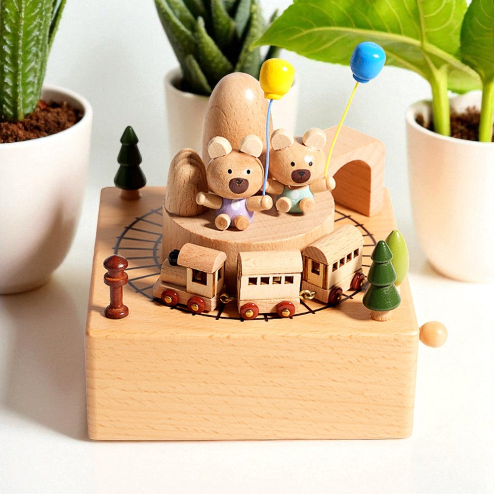 Musical Wooden Ballerina Carousel Keepsake, Engraved Name Music Box, Personalized Wooden MusicBox