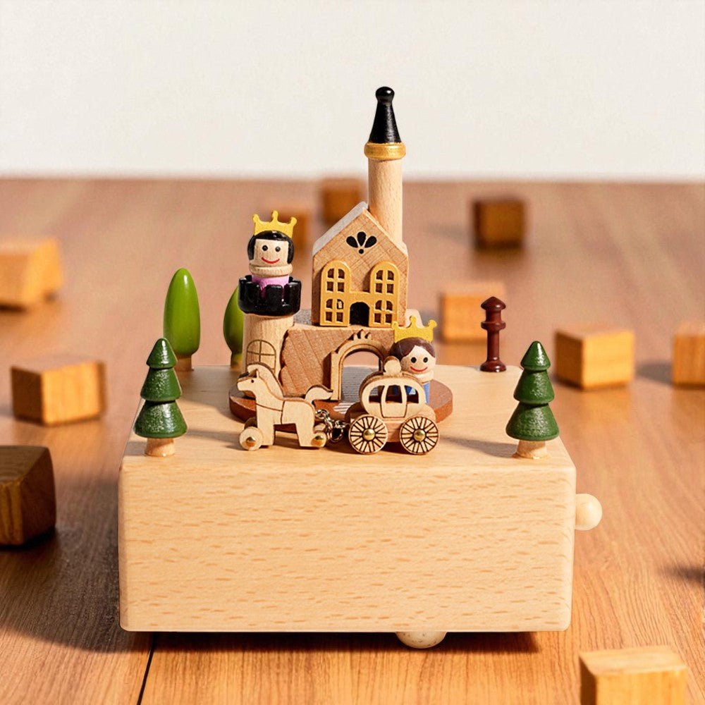 Musical Wooden Ballerina Carousel Keepsake, Engraved Name Music Box, Personalized Wooden MusicBox