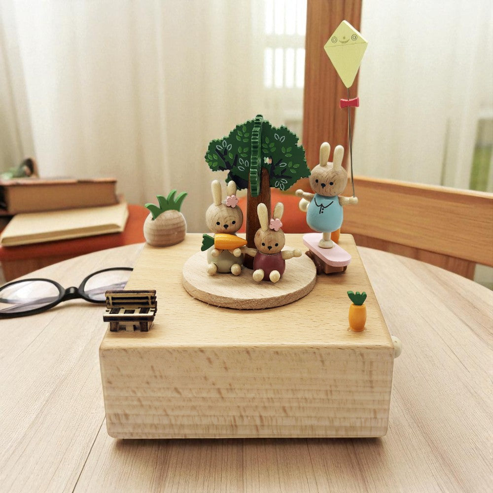 Musical Wooden Ballerina Carousel Keepsake, Engraved Name Music Box, Personalized Wooden MusicBox