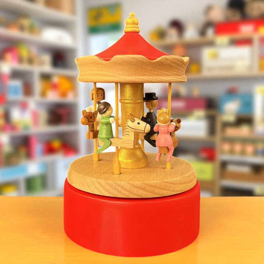 Musical Wooden Ballerina Carousel Keepsake, Engraved Name Music Box, Personalized Wooden MusicBox