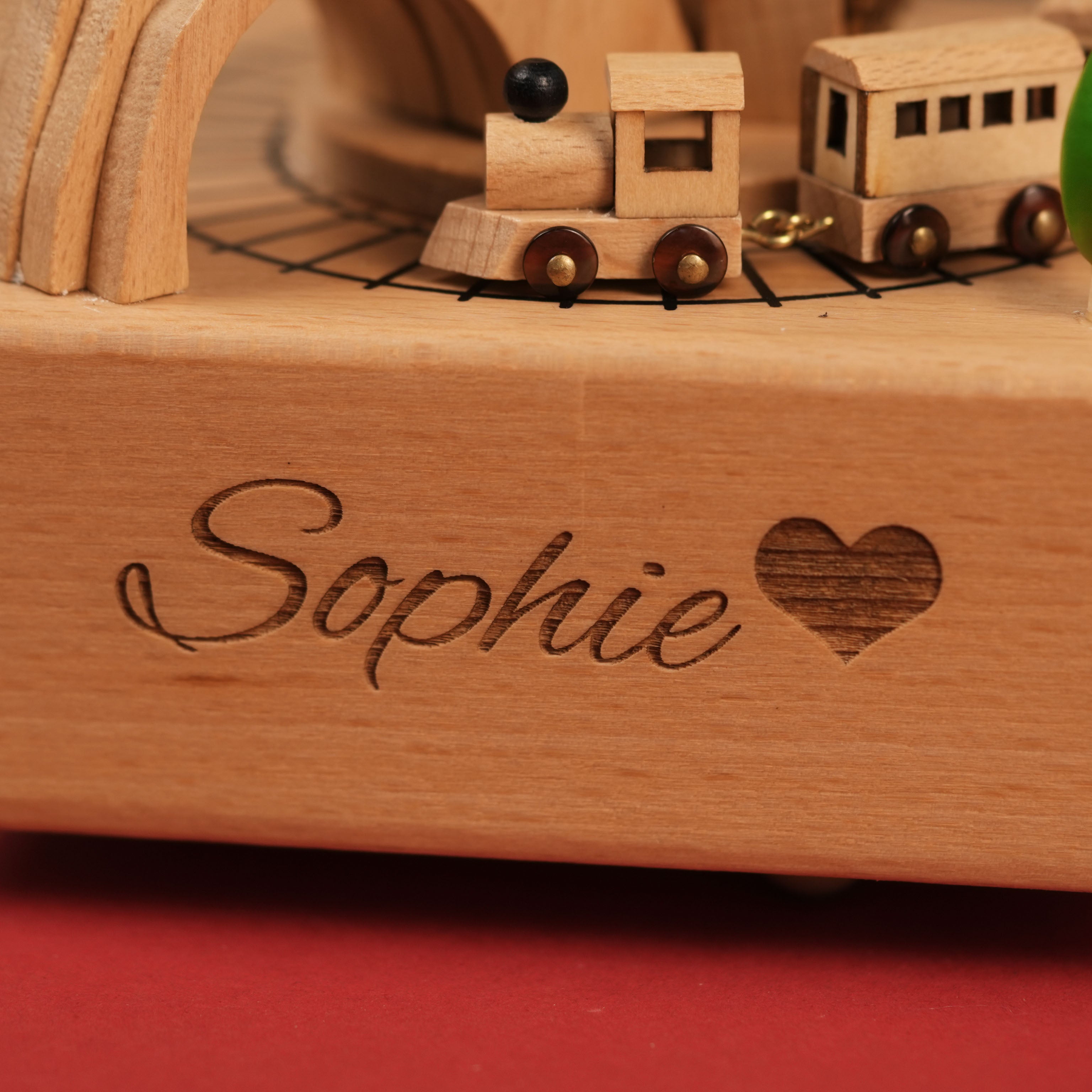 Musical Wooden Ballerina Carousel Keepsake, Engraved Name Music Box, Personalized Wooden MusicBox