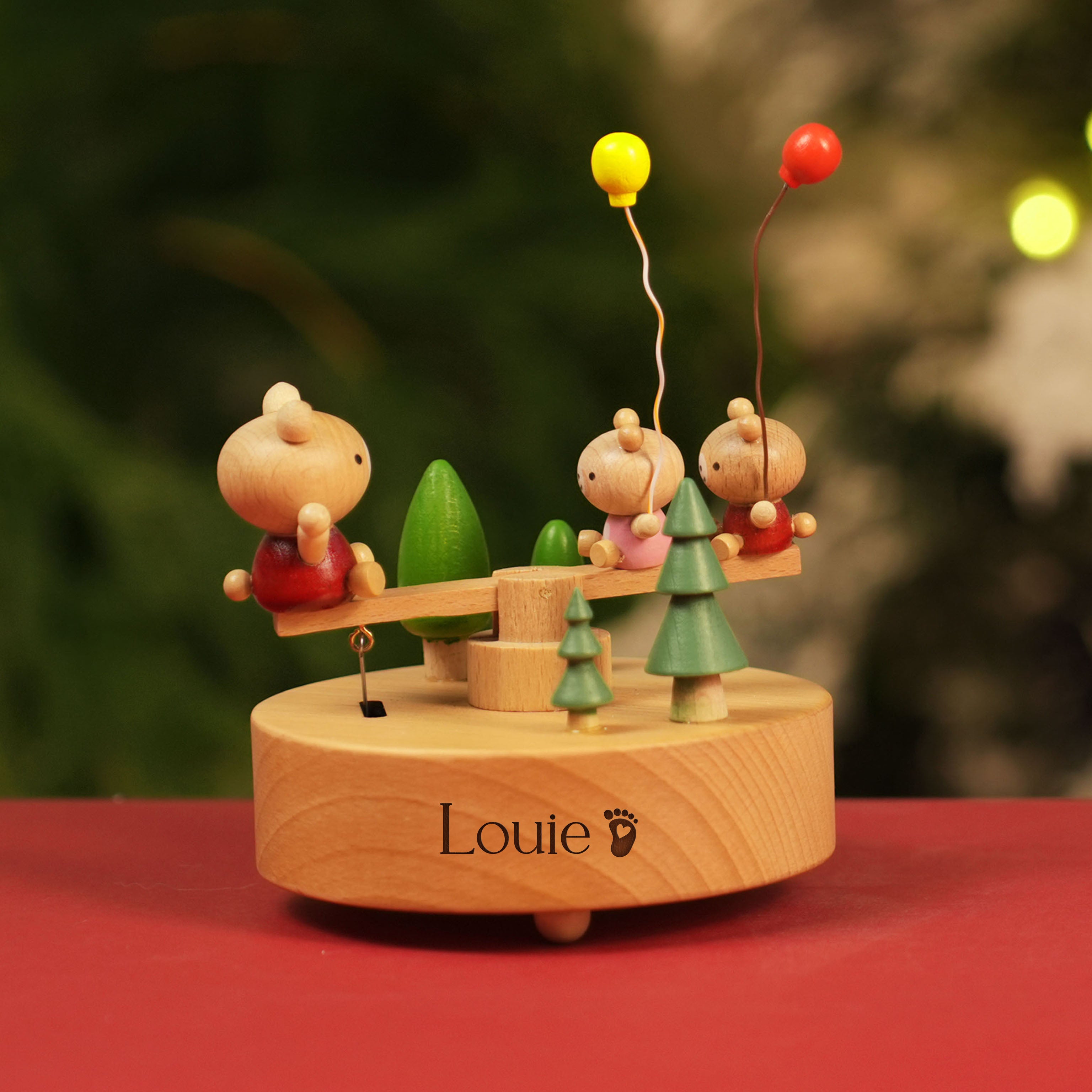 Musical Wooden Ballerina Carousel Keepsake, Engraved Name Music Box, Personalized Wooden MusicBox
