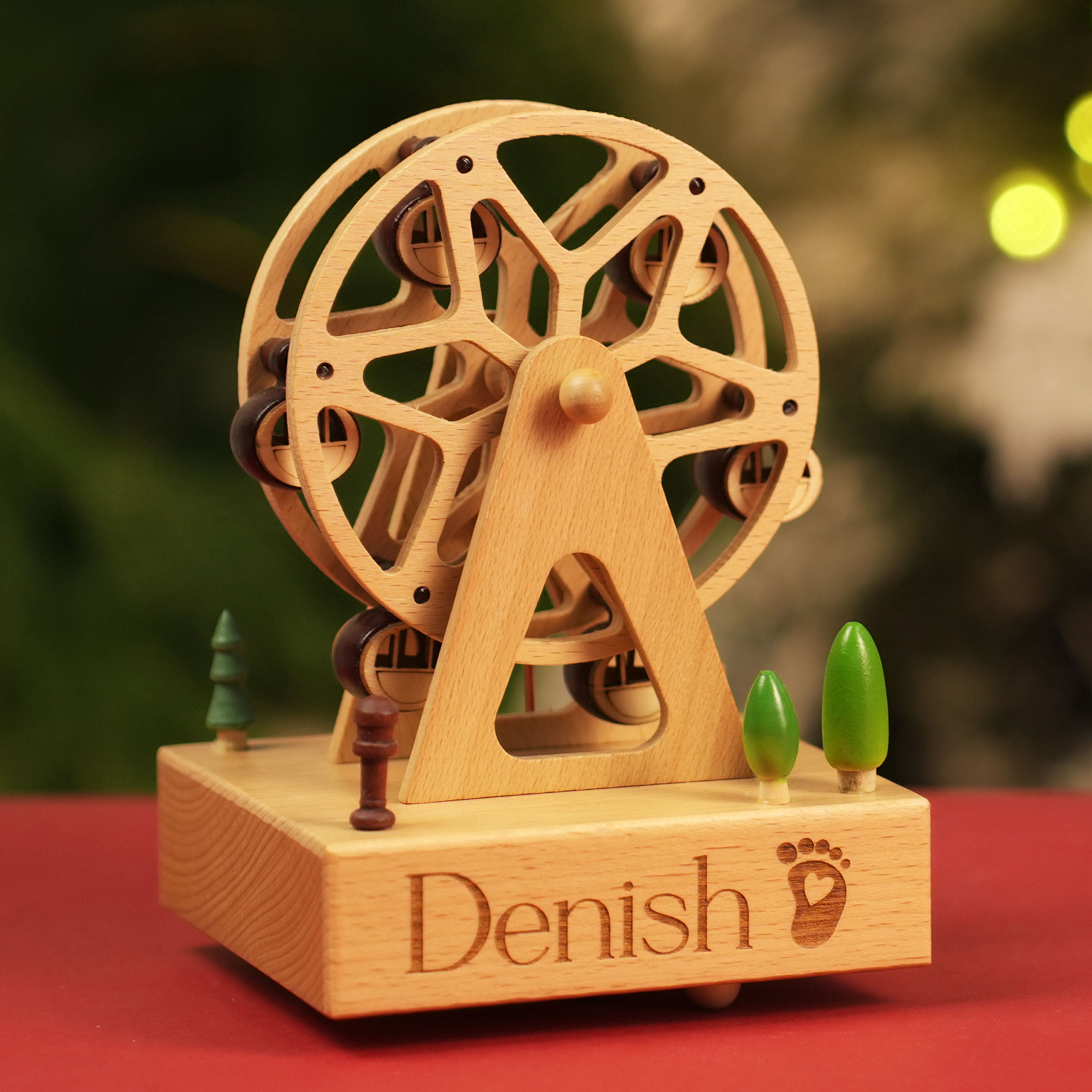 Musical Wooden Ballerina Carousel Keepsake, Engraved Name Music Box, Personalized Wooden MusicBox