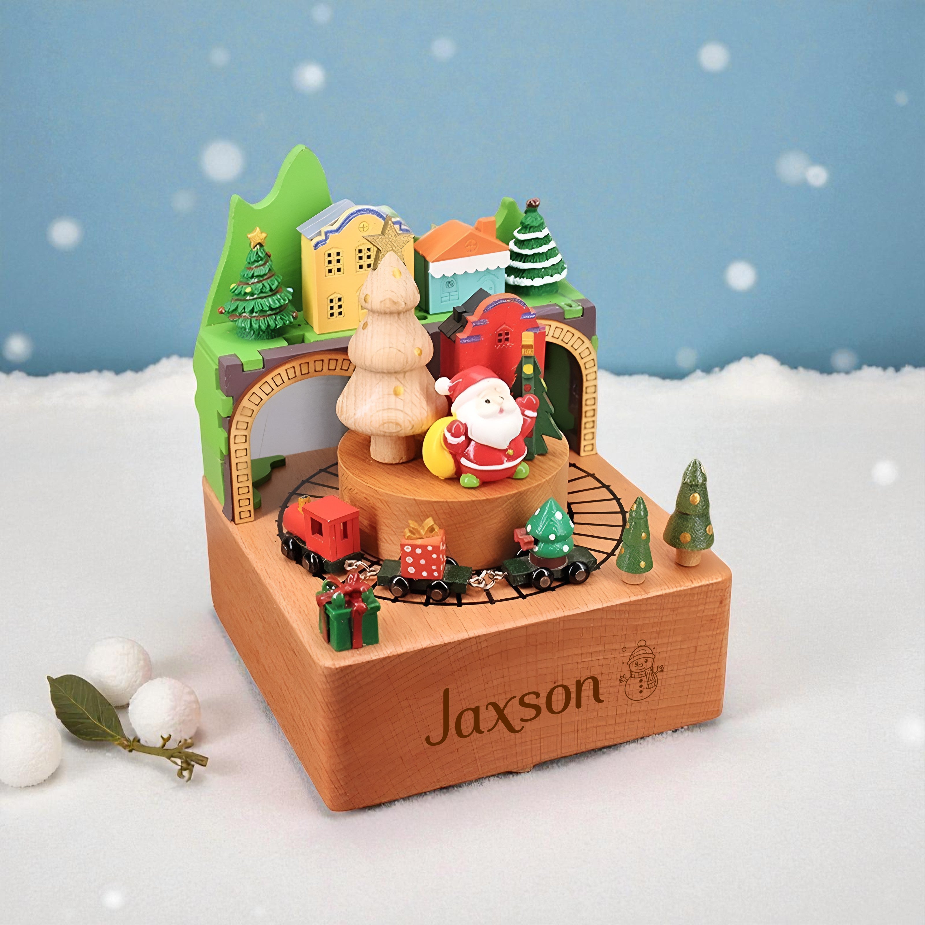Musical Wooden Ballerina Carousel Keepsake, Engraved Name Music Box, Personalized Wooden MusicBox