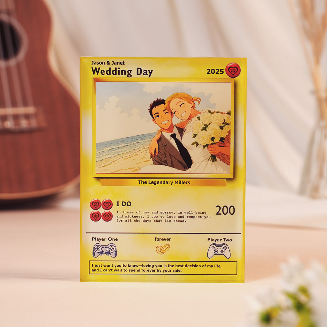 Personalized Wedding Pokemon Acrylic Plaque Card,  Gift For Wife, Husband Gift, Custom Pokemon Acrylic Plaque