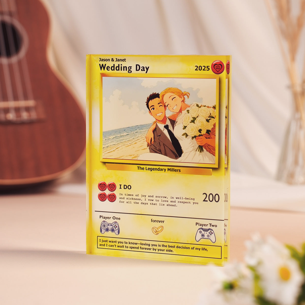 Personalized Wedding Pokemon Acrylic Plaque Card,  Gift For Wife, Husband Gift, Custom Pokemon Acrylic Plaque