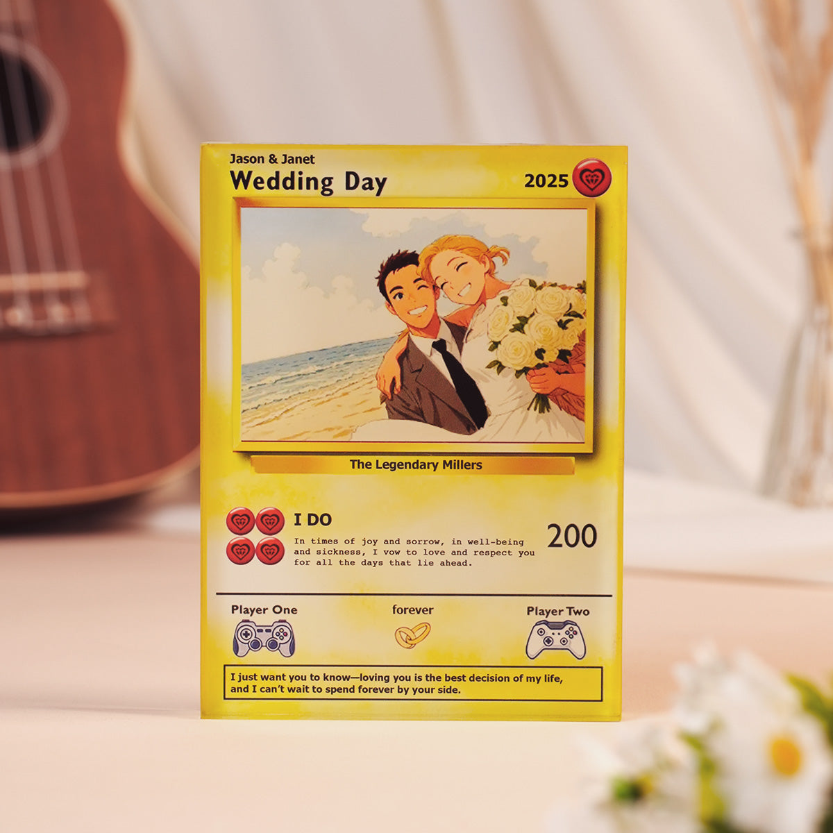 Personalized Wedding Pokemon Acrylic Plaque Card,  Gift For Wife, Husband Gift, Custom Pokemon Acrylic Plaque