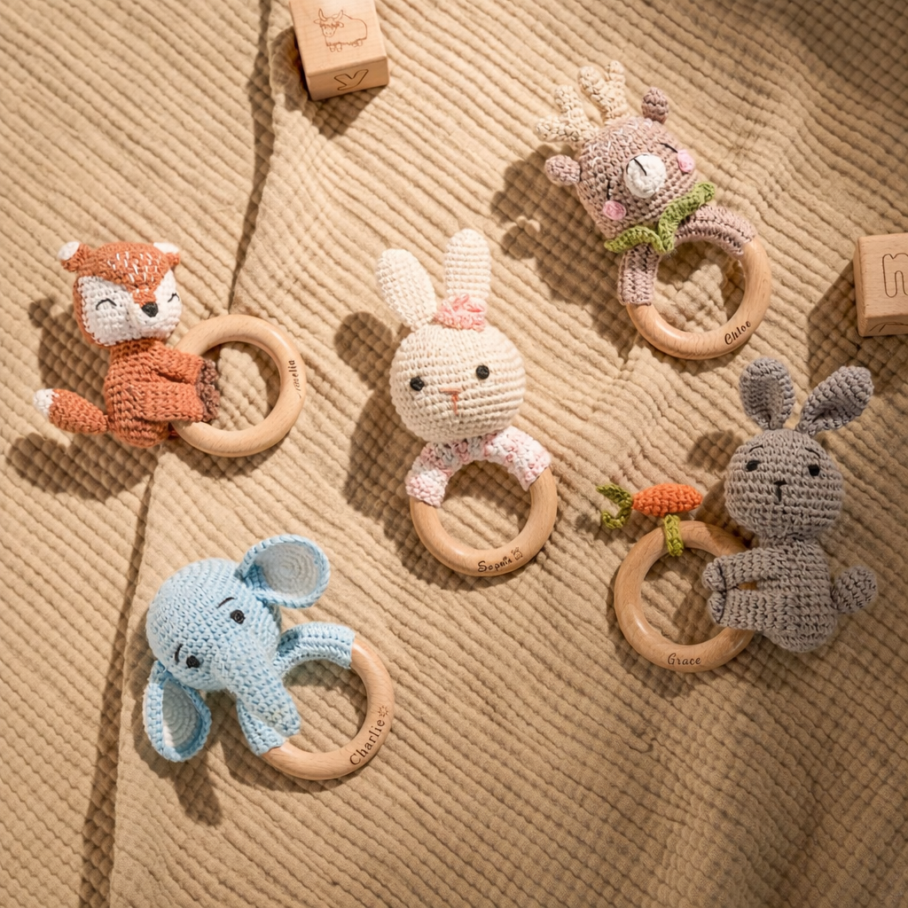 Custom Easter Rattle – Personalized Bunny Baby Toy