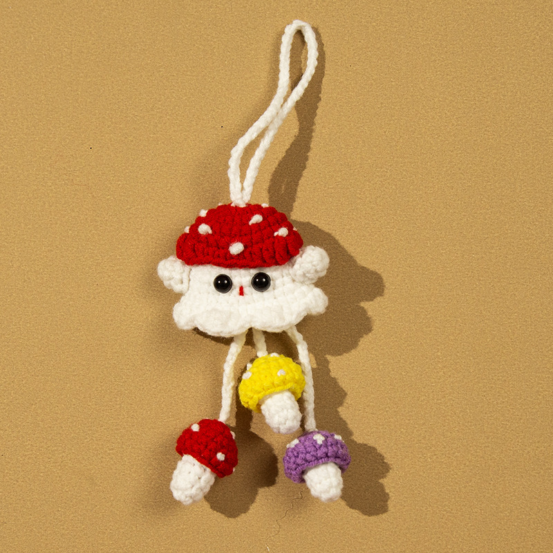 Cute Crochet Ghost Car Hanging Ornament, Handmade Rearview Mirror Decoration