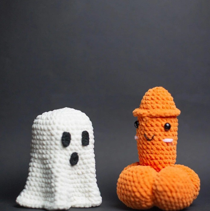 Halloween Pumpkin Ghost Crochet Ornament