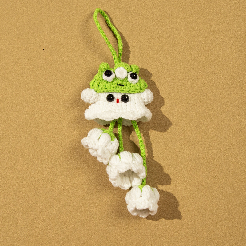 Cute Crochet Ghost Car Hanging Ornament, Handmade Rearview Mirror Decoration