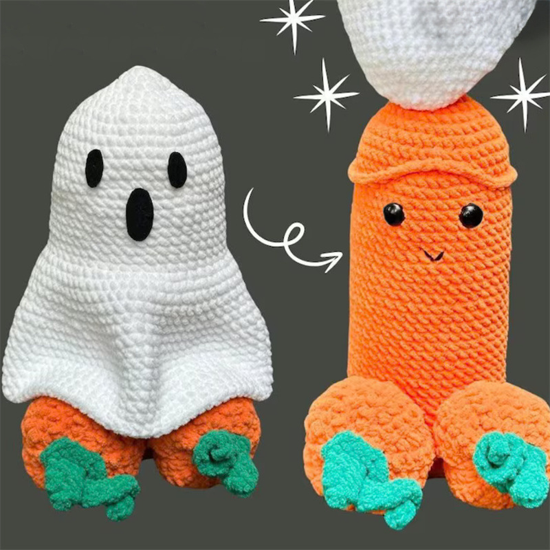 Halloween Pumpkin Ghost Crochet Ornament