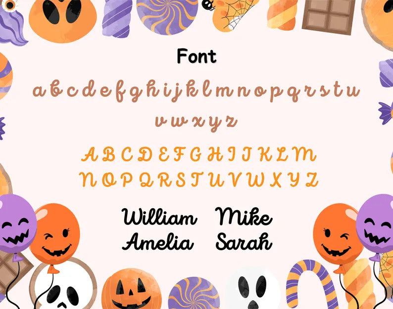 Personalized Halloween Cotton Basket, Custom Name Trick-or-Treat Bag, Custom Baby Shower Name Basket