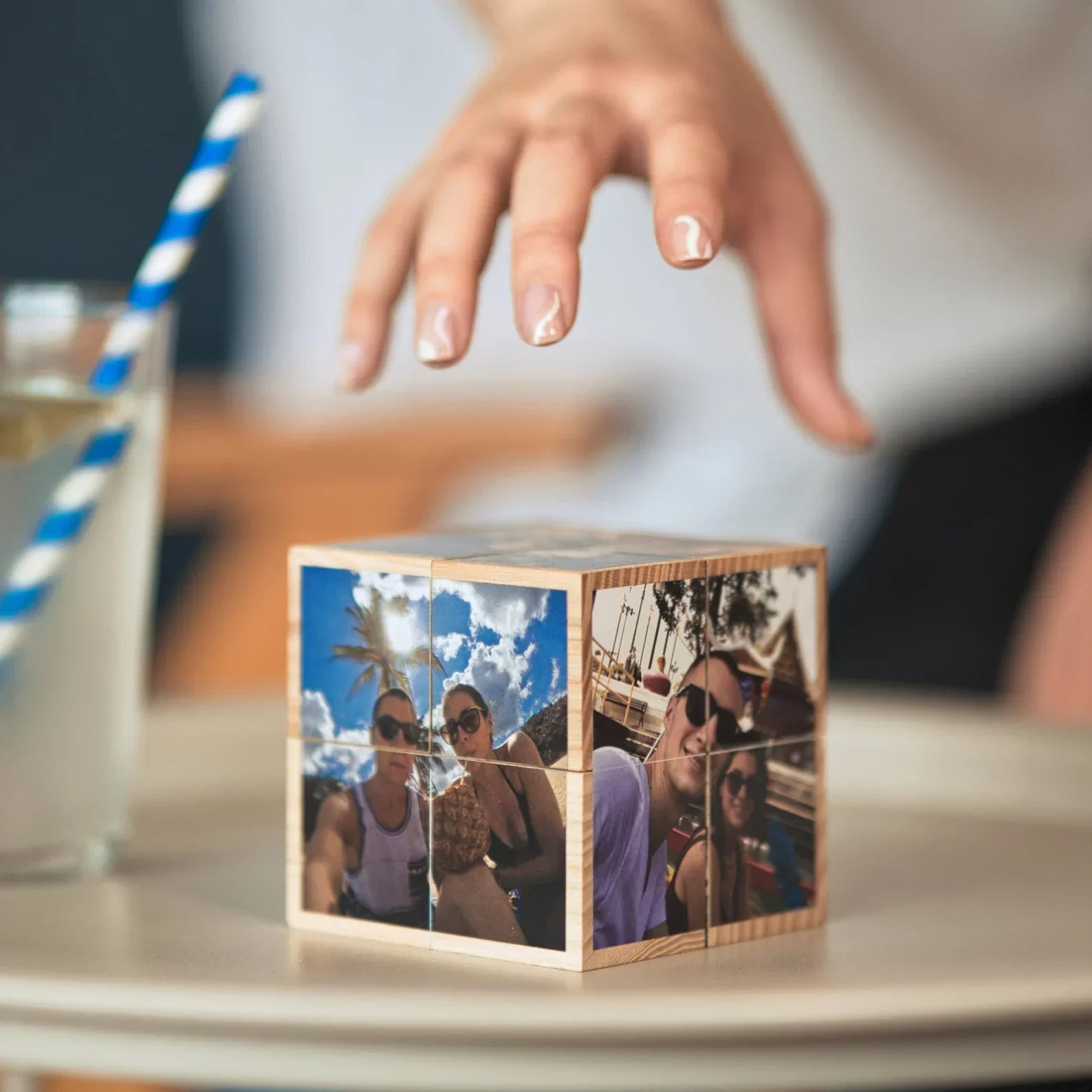Custom Photo Cube, Photo Cube Album, Wooden and personalized, gift for him her