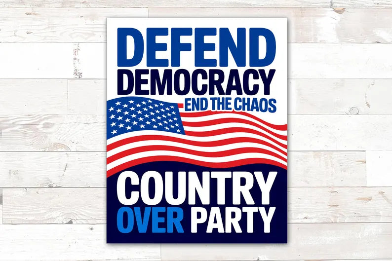 Defend Democracy “No Kings” Protest Sign – Rally Poster, Anti‑Trump Political Message Sign
