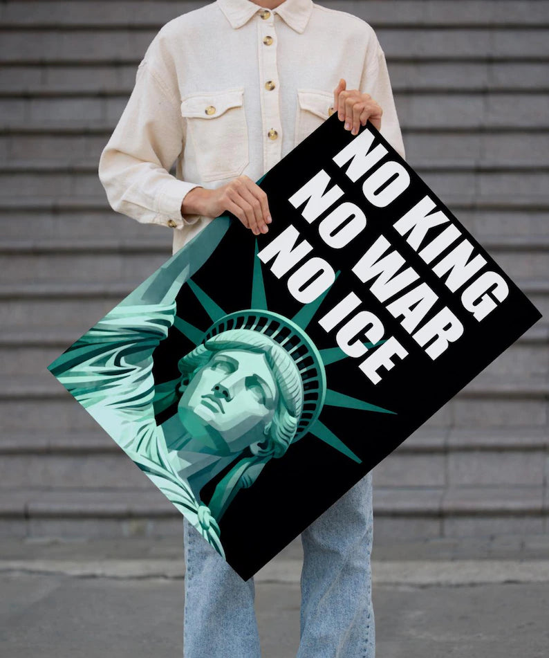 Abolish ICE No One Is Illegal Protest Sign – No Kings Protest Poster, Political Rally Sign