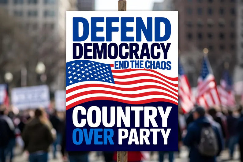 Defend Democracy “No Kings” Protest Sign – Rally Poster, Anti‑Trump Political Message Sign