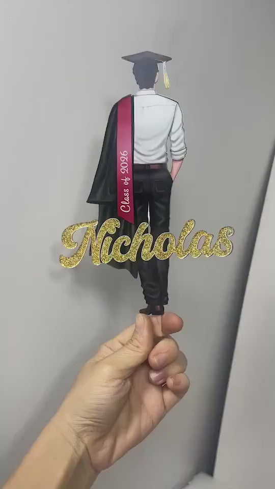 Custom Graduation Acrylic Cake Topper 2026, Personalized Grad Boy Cake Topper, Class of 2026 Party Decor, High School Graduate Gift for Him