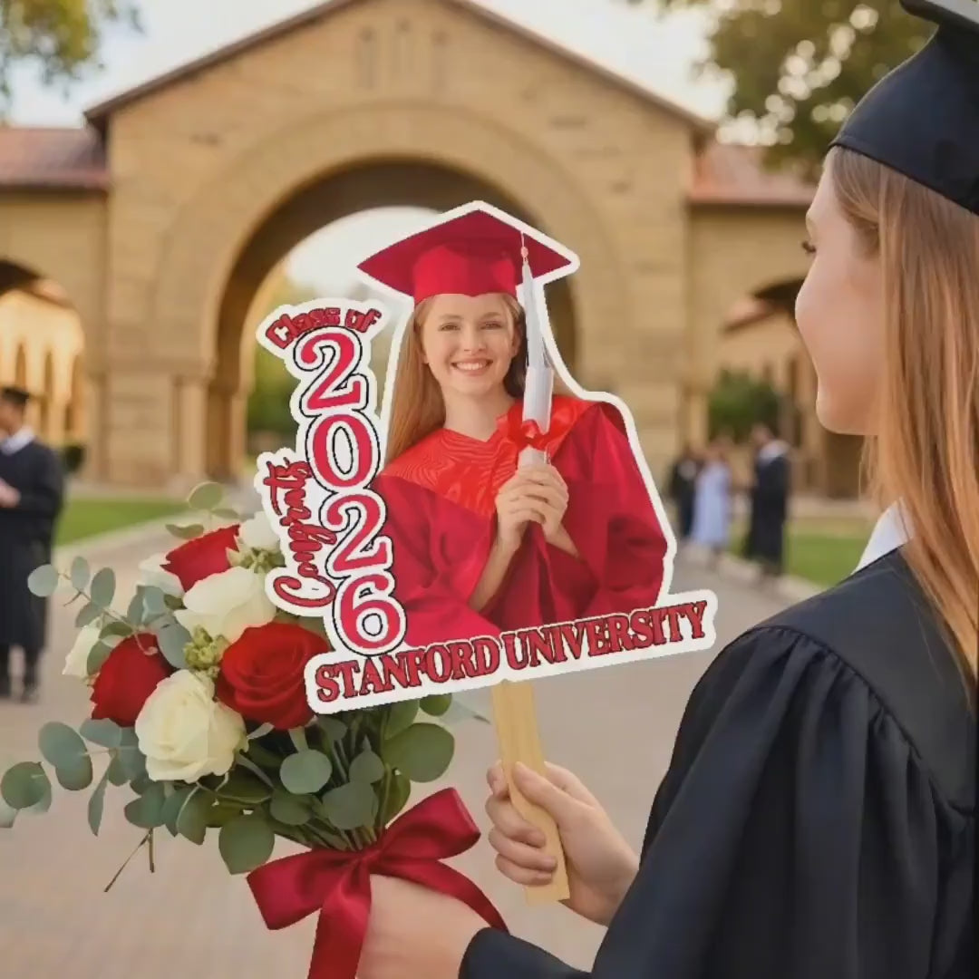 Custom Photo Graduation Fan, Personalized Face Fans, Class of 2026