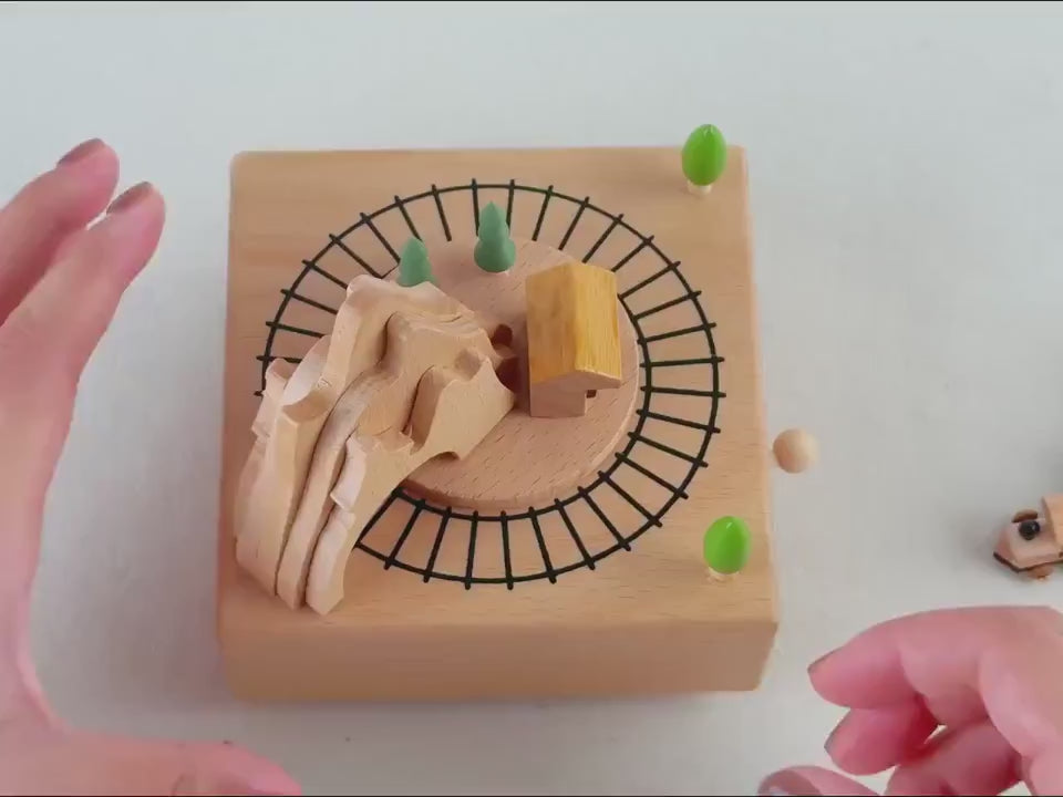 Musical Wooden Ballerina Carousel Keepsake, Engraved Name Music Box, Personalized Wooden MusicBox