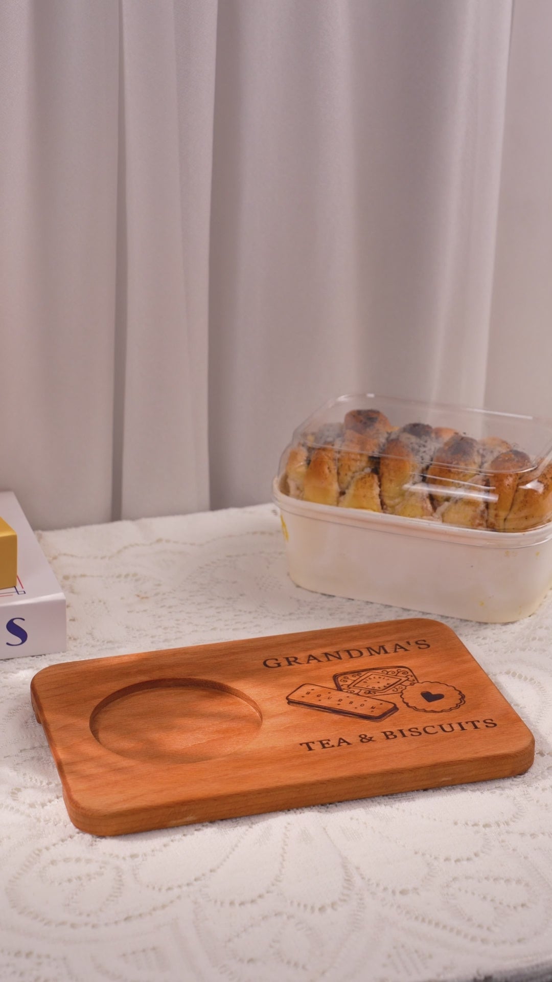 Custom Tea & Biscuit Board, Engraved Wood Treat Tray, Gift for Nanna, Grandma, Granny
