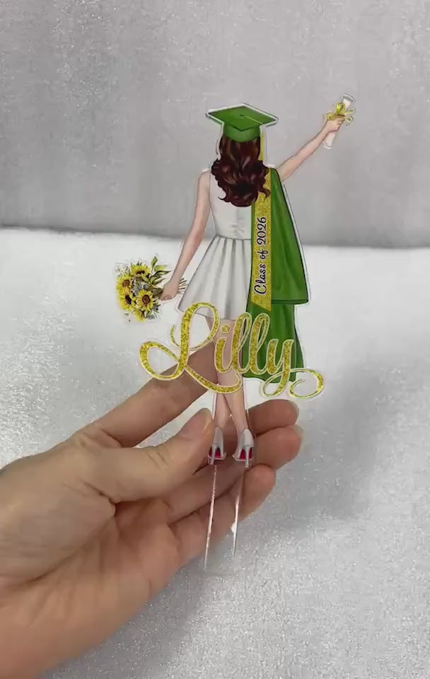 Custom Graduation Cake Topper for Girls – Celebrate Her Achievement in Style!