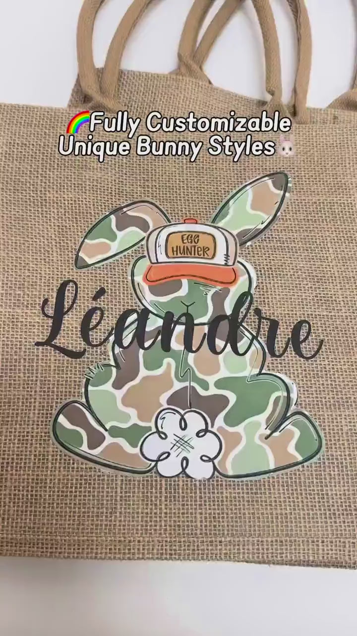 Personalized Easter Bunny Bag – Custom Jute Tote for Kids